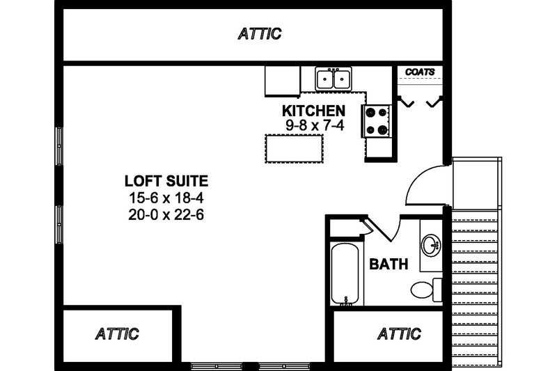 Dream House Plan - Floor Plan - Upper Floor for Farmhouse House Plan #126-206 - 1 bed, 1 bath