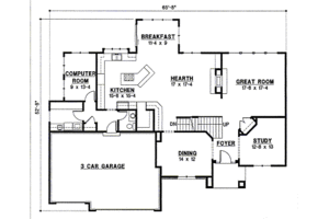 Floor Plan - Main Floor for Traditional House Plan #67-829 - 4 bed, 3 bath