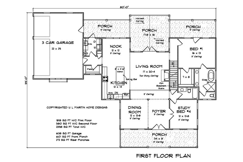 Dream House Plan - Floor Plan - Main Floor for Farmhouse House Plan #513-2206 - 4 bed, 4 bath