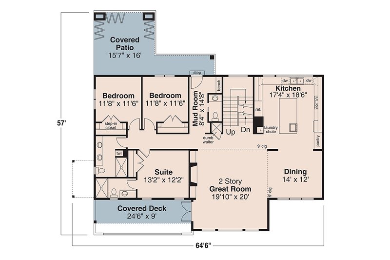 House Design - Floor Plan - Main Floor for Contemporary House Plan #124-1389 - 5 bed, 4.5 bath