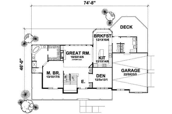 Floor Plan - Main Floor for Farmhouse House Plan #50-283 - 4 bed, 2.5 bath