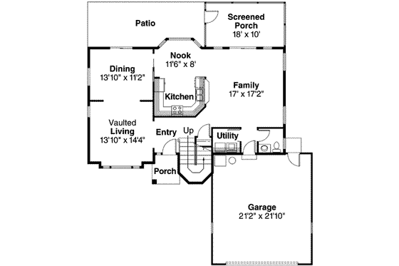 Floor Plan - Main Floor for Mediterranean House Plan #124-244 - 3 bed, 2.5 bath