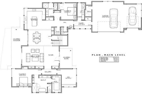 Floor Plan - Main Floor for Modern House Plan #892-17 - 4 bed, 4 bath