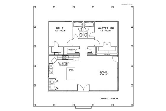 Floor Plan - Main Floor for Southern House Plan #8-139 - 2 bed, 2 bath