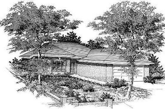 Exterior - Front Elevation for Ranch House Plan #329-200 - 3 bed, 2 bath