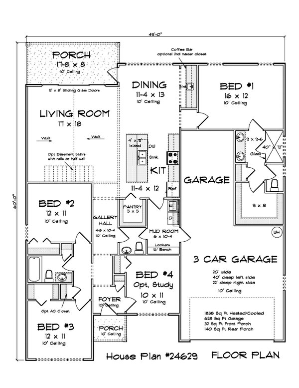 House Blueprint - Cottage Floor Plan - Main Floor Plan #513-2422