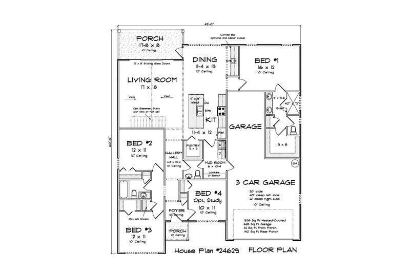 Home Plan - Floor Plan - Main Floor for Cottage House Plan #513-2422 - 4 bed, 2.5 bath