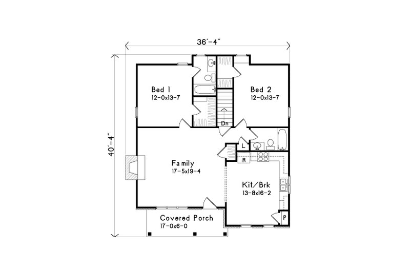 House Plan Design - Floor Plan - Main Floor for Cottage House Plan #22-570 - 2 bed, 2 bath