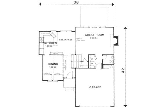 Floor Plan - Main Floor for Traditional House Plan #129-143 - 3 bed, 2.5 bath