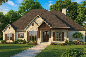 Exterior - Front Elevation 3 for European House Plan #17-2536 - 3 bed, 2.5 bath