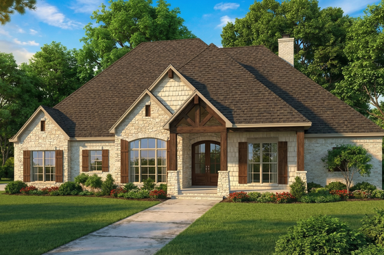 Exterior - Front Elevation 3 for European House Plan #17-2536 - 3 bed, 2.5 bath