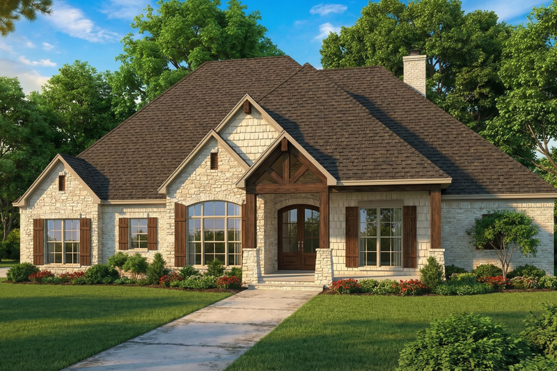 Architectural House Design - Exterior - Front Elevation 3 for European House Plan #17-2536 - 3 bed, 2.5 bath