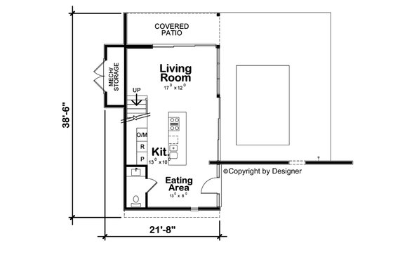 Floor Plan - Main Floor for Modern House Plan #20-2540 - 1 bed, 1.5 bath