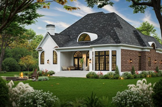 Exterior - Rear Elevation 1 for European House Plan #119-237 - 4 bed, 4 bath