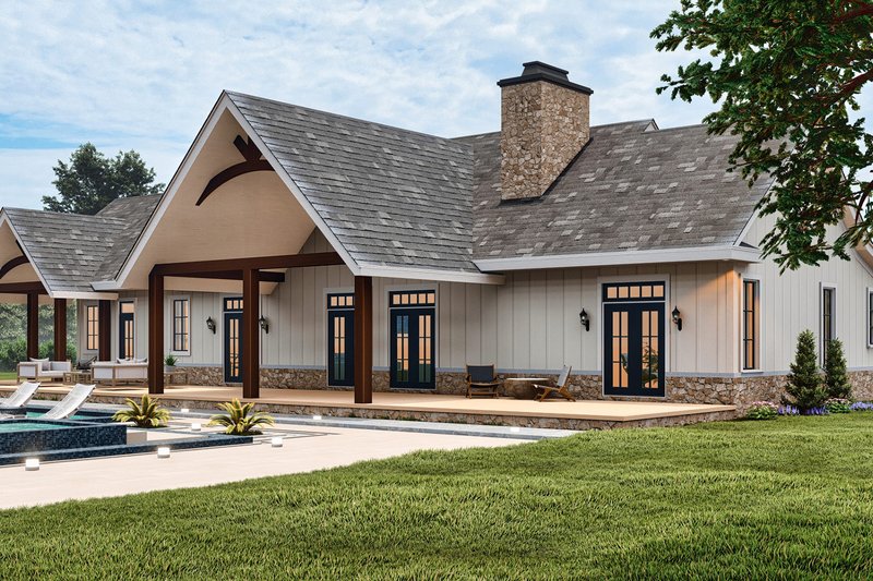 Architectural House Design - Exterior - Rear Elevation for Farmhouse House Plan #119-445 - 3 bed, 2.5 bath
