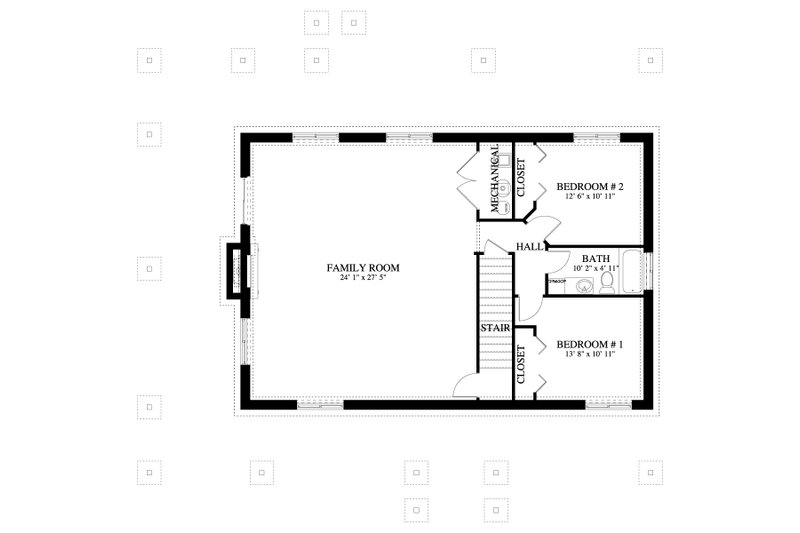House Blueprint - Floor Plan - Lower Floor for Cabin House Plan #1060-190 - 4 bed, 2.5 bath
