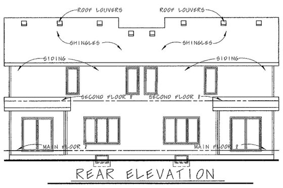 Exterior - Other Elevation 1 for Traditional House Plan #20-2064 - 3 bed, 2.5 bath