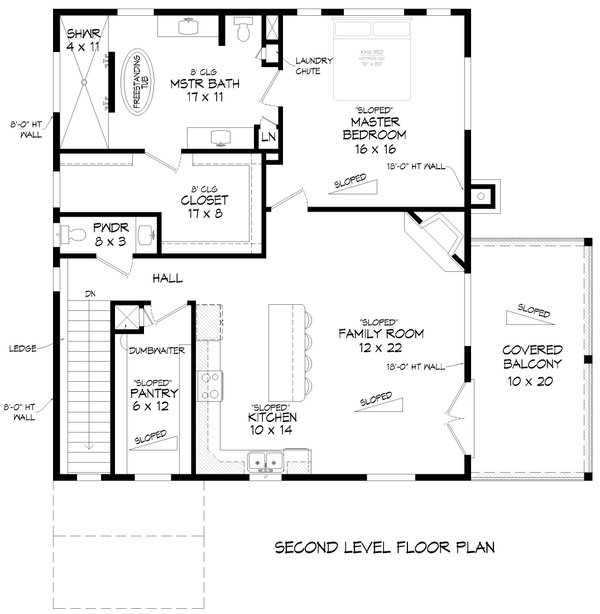 Modern Floor Plan - Upper Floor Plan #932-993