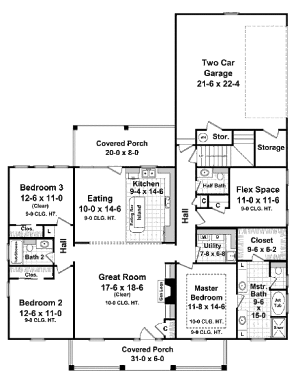House Plan Design - Southern Floor Plan - Main Floor Plan #21-238