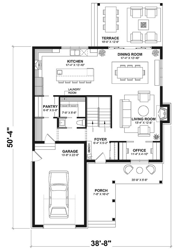 House Blueprint - Tudor Floor Plan - Main Floor Plan #23-2844