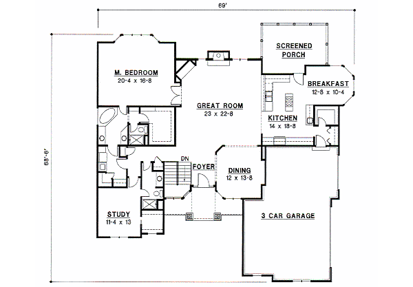 Mediterranean Style House Plan - 2 Beds 2 Baths 2384 Sq/Ft Plan #67-283 ...