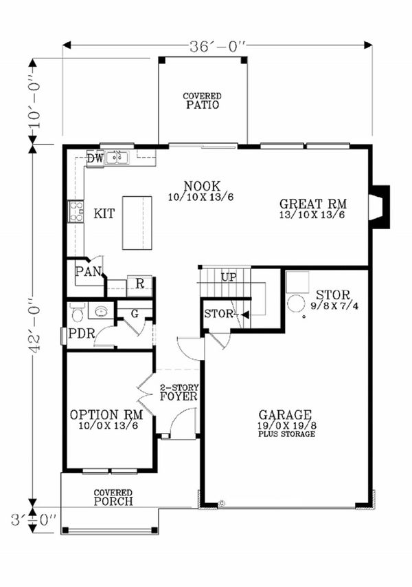 Craftsman Floor Plan - Main Floor Plan #53-453
