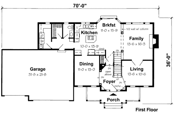 Floor Plan - Main Floor for Traditional House Plan #312-391 - 4 bed, 2.5 bath