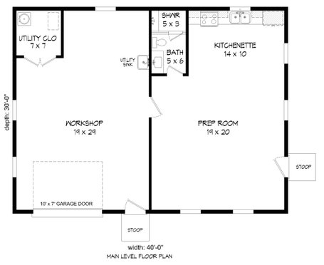 Floor Plan - Main Floor for Traditional House Plan #932-462, 1 bath