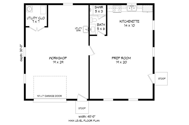 House Plan Design - Floor Plan - Main Floor for Traditional House Plan #932-462, 1 bath
