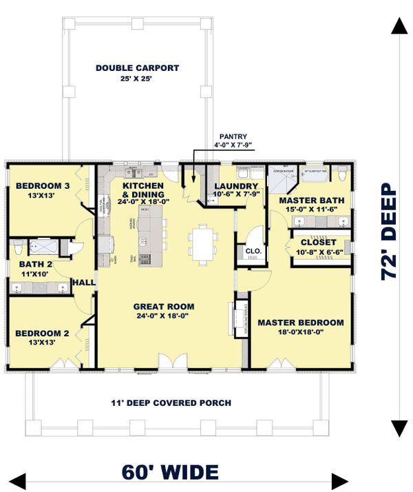 Home Plan - Bungalow Floor Plan - Main Floor Plan #44-238