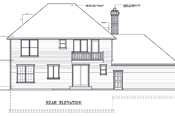 Exterior - Rear Elevation for Colonial House Plan #87-205 - 3 bed, 2.5 bath