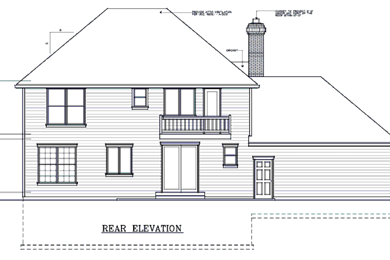 Dream House Plan - Exterior - Rear Elevation for Colonial House Plan #87-205 - 3 bed, 2.5 bath