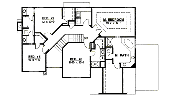Traditional Floor Plan - Upper Floor Plan #67-863