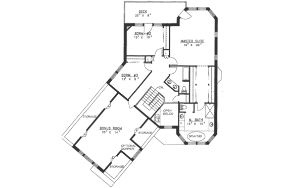 Floor Plan - Upper Floor for Traditional House Plan #117-137 - 3 bed, 3 bath