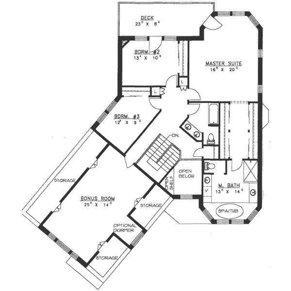 Traditional Floor Plan - Upper Floor Plan #117-137
