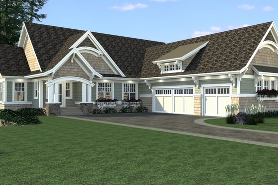 Exterior - Front Elevation for Craftsman House Plan #51-563 - 4 bed, 4 bath