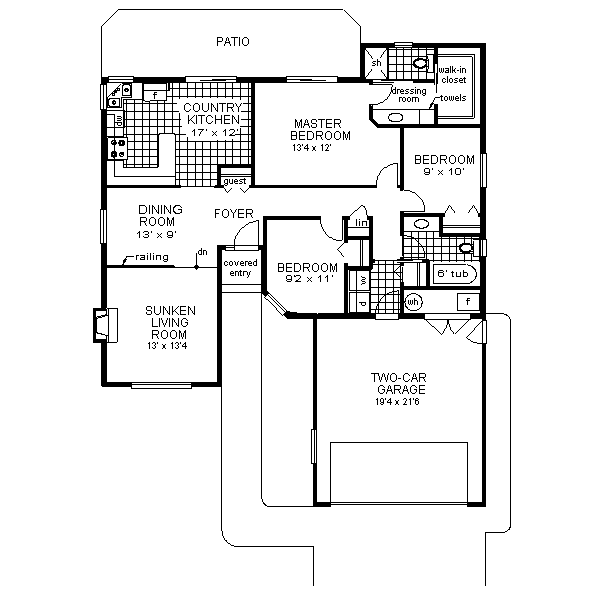 House Design - Ranch Floor Plan - Main Floor Plan #18-135