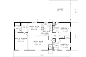 Floor Plan - Main Floor for Adobe / Southwestern House Plan #1-241 - 3 bed, 2 bath