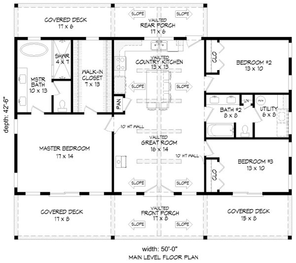 Country Floor Plan - Main Floor Plan #932-1310