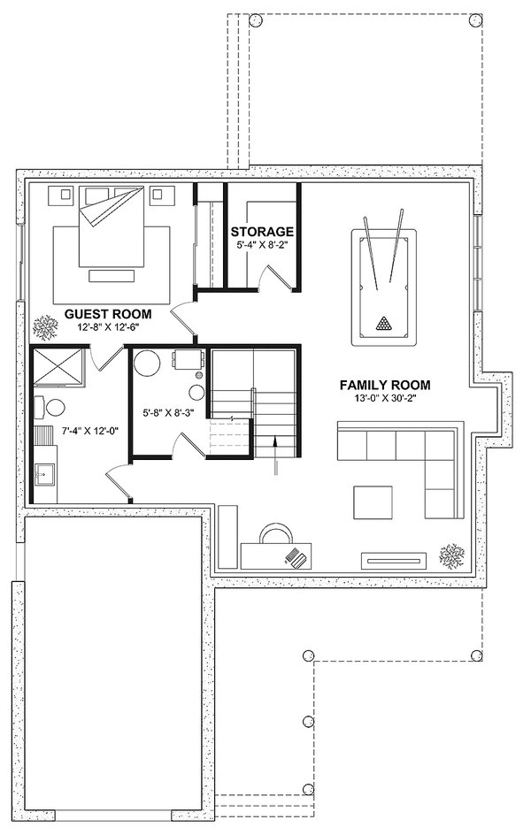House Blueprint - Tudor Floor Plan - Lower Floor Plan #23-2844