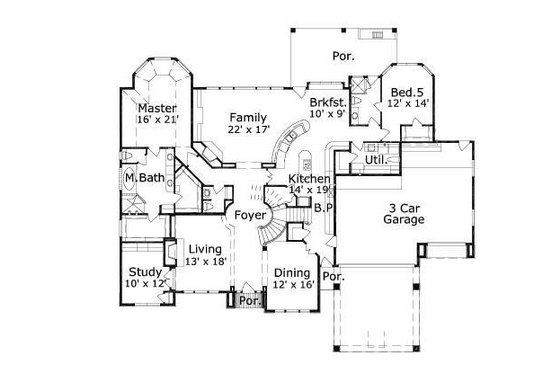 Floor Plan - Main Floor for Traditional House Plan #411-501 - 5 bed, 5.5 bath