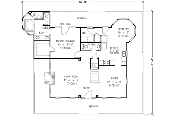 Floor Plan - Main Floor for Country House Plan #410-121 - 3 bed, 2.5 bath