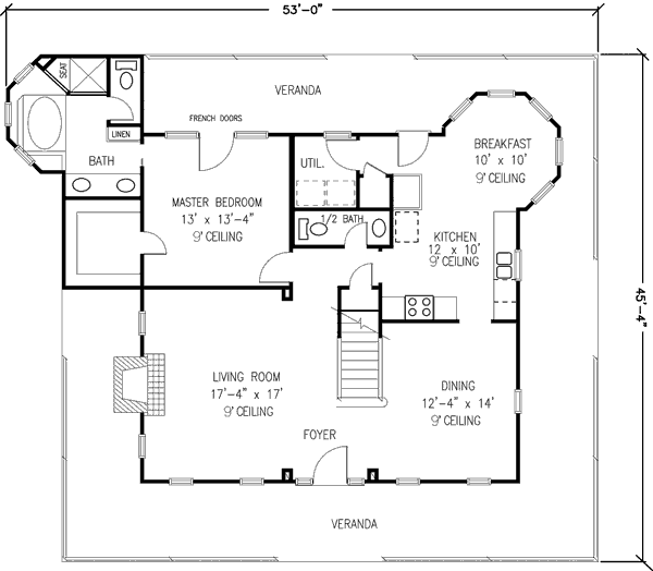House Blueprint - Country Floor Plan - Main Floor Plan #410-121