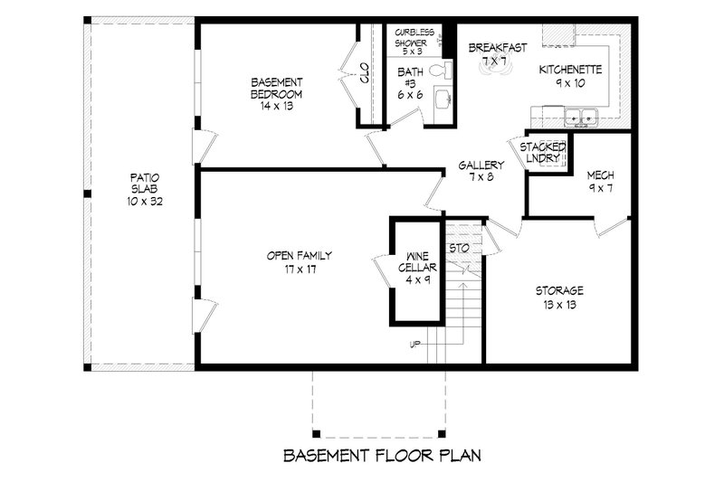 House Blueprint - Floor Plan - Lower Floor for Southern House Plan #932-842 - 4 bed, 3 bath