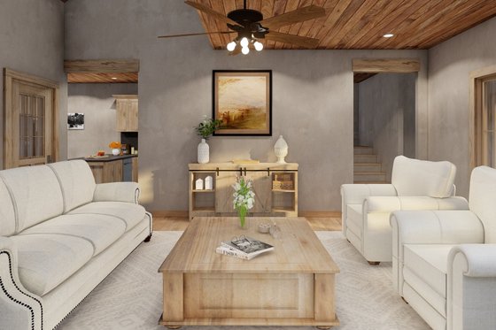 Interior - Family Room 1 for Cabin House Plan #923-388 - 2 bed, 2 bath