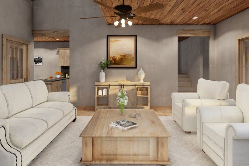 House Plan Design - Interior - Family Room 1 for Cabin House Plan #923-388 - 2 bed, 2 bath