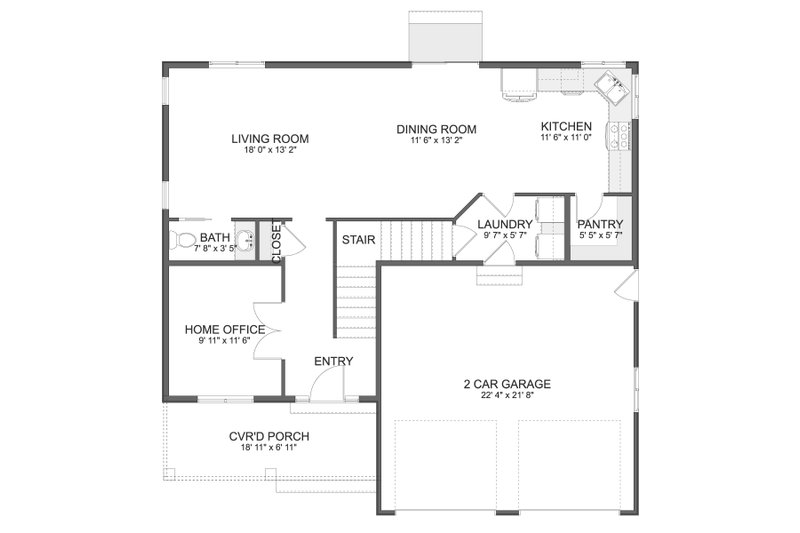 Home Plan - Floor Plan - Main Floor for Farmhouse House Plan #1060-360 - 4 bed, 2.5 bath