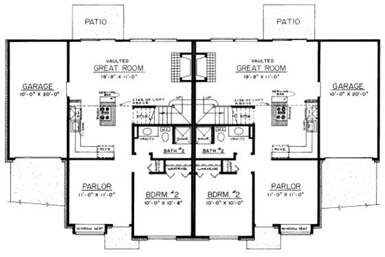 Floor Plan - Main Floor for European House Plan #303-422 - 2 bed, 2 bath