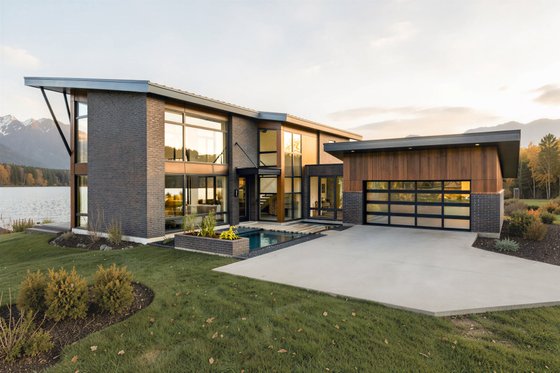 Exterior - Front Elevation 3 for Modern House Plan #80-229 - 3 bed, 3.5 bath