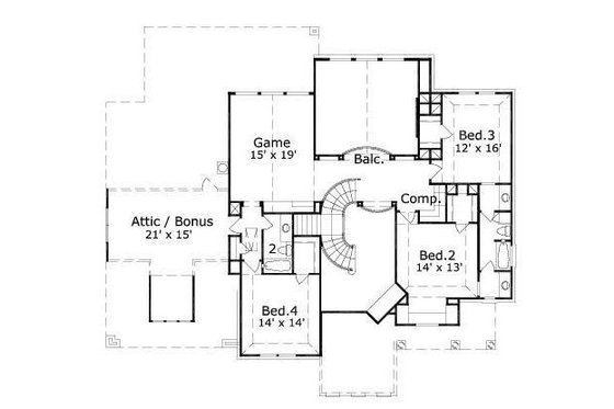 Floor Plan - Upper Floor for Traditional House Plan #411-807 - 4 bed, 3.5 bath